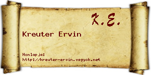 Kreuter Ervin névjegykártya